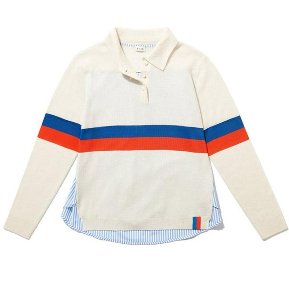 KULE Cream Sweater with Blue and Red Stripes